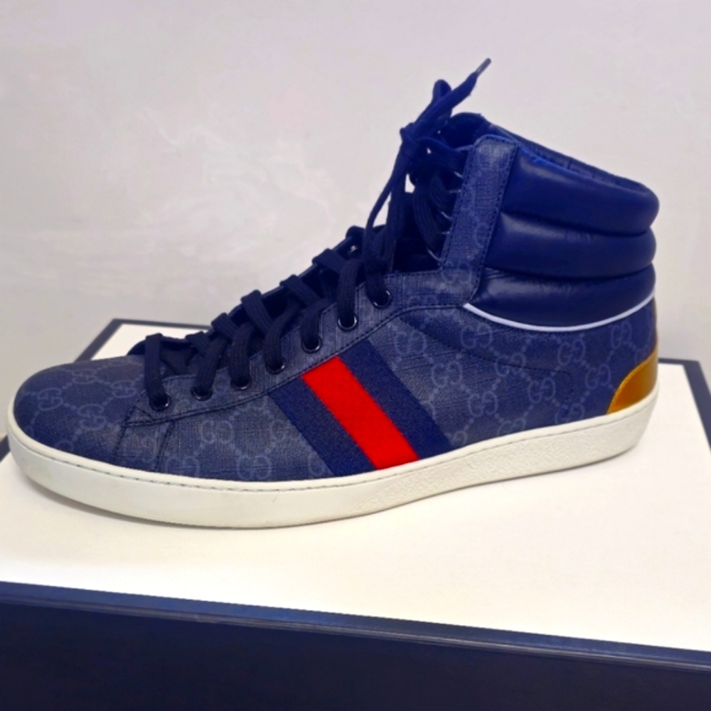 Worn Once Men's Size 12 Gucci Ace GG Supreme High-Top Sneakers